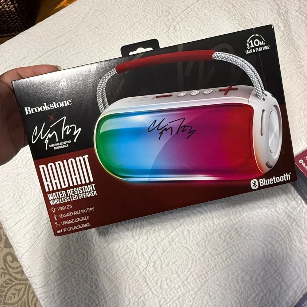 New Brookstone Prime Set of 4! Speaker, headphones, clip on speaker, earbuds!